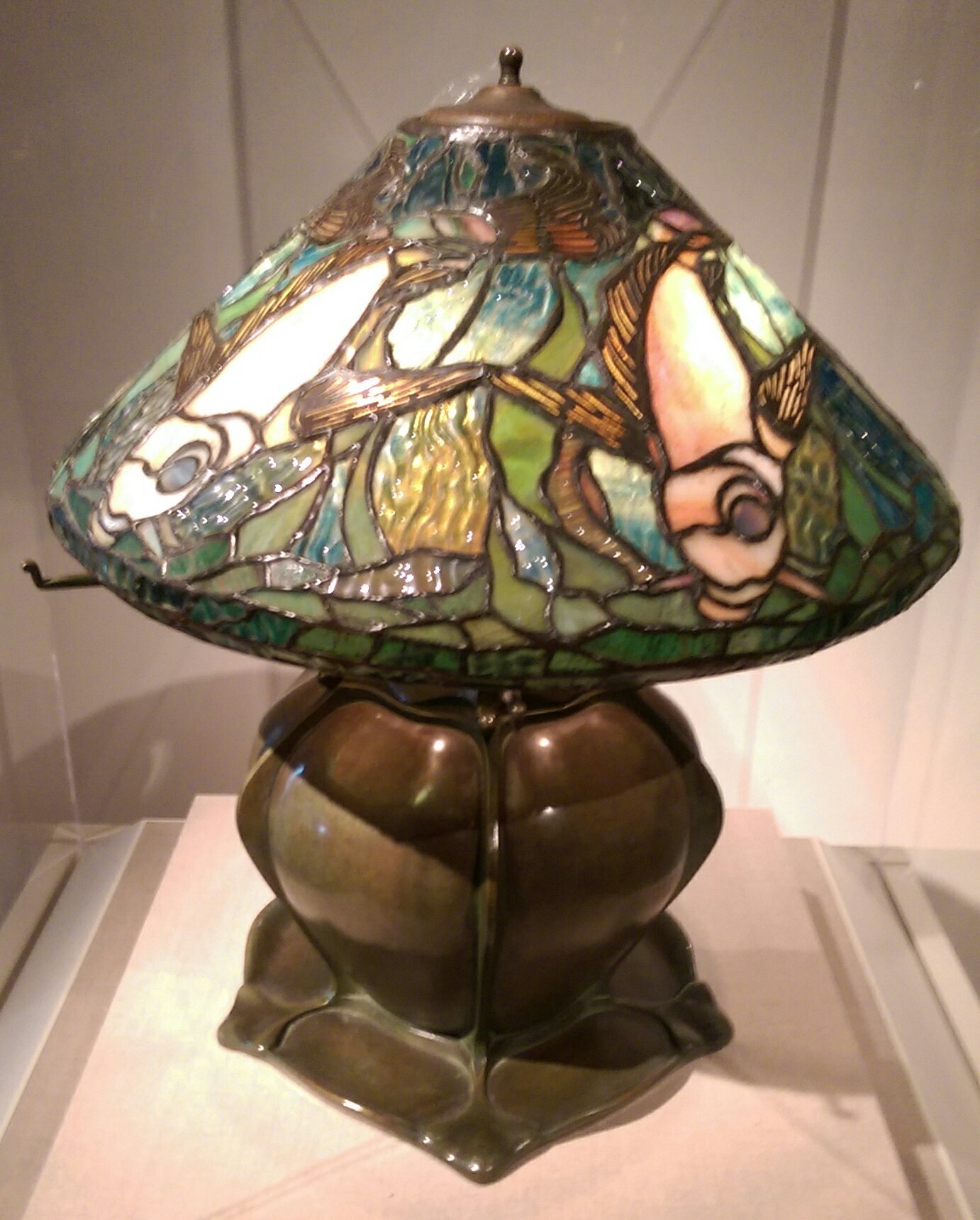Louis Comfort Tiffany stained-glass table lamp dating to about 1905 at the de Young Museum