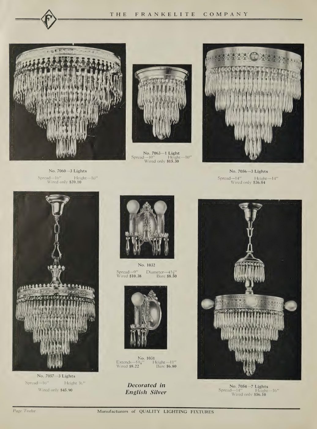 Crystal and glass-hung fixtures photographed against dark panels to show their drops.