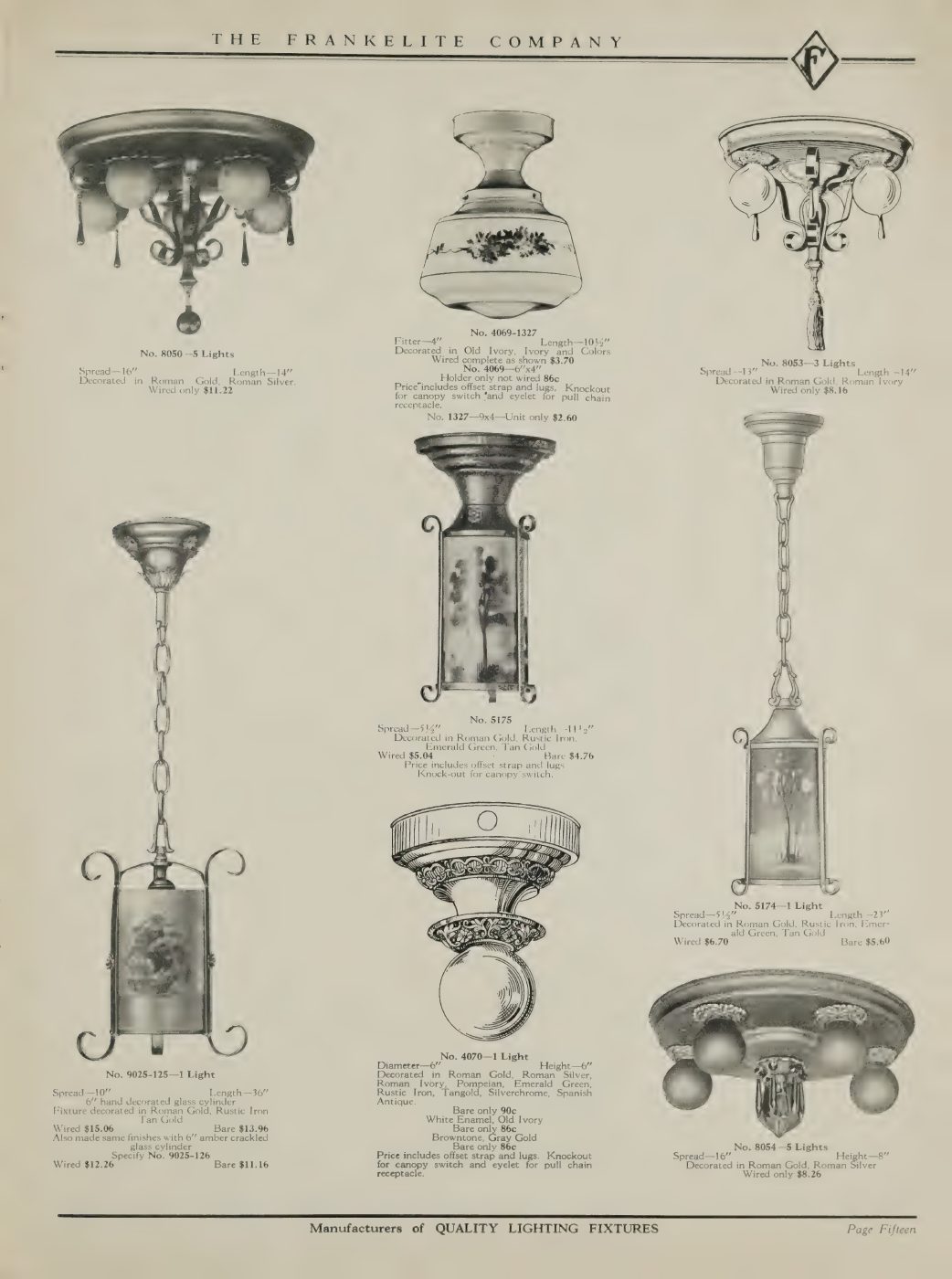 Close-ceiling, semi-indirect, and compact shaded fixtures for lower rooms.